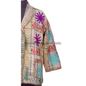 Veste en coton Kantha brodée à la main indienne, motif imprimé au bloc, respirante, écologique, pour l'hiver, l'automne et l'été, vente en gros - Product Image 6