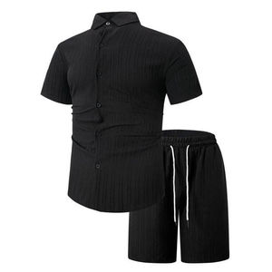 Ensemble de vêtements décontractés pour hommes, t-shirt à manches courtes en tricot et short, deux pièces, personnalisé, printemps - Product Image 2