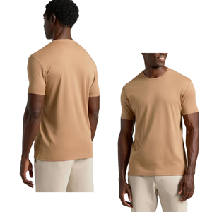T-shirt basique premium pour tenue quotidienne, en tissu tricoté lisse, manches courtes, col côtelé, coupe classique, vêtements décontractés modernes pour un style de vie actif - Product Image 6