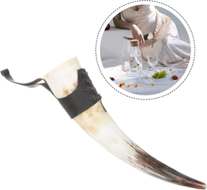 Cuerno Vikingo de Alta Calidad para Beber, Cuerno de Buey Natural Pulido para Cerveza, Vino, Vodka con Soporte, Diseño Nórdico Auténtico - Product Image 3