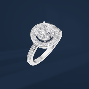 Anillo de Compromiso de Platino PT950 para Mujer con Diamante de Corte Brillante Redondo y Diamantes Laterales Color D, Estilo Clásico, Certificado IGI - Product Image 1