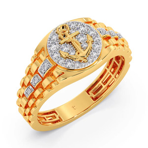แหวนทองคำประดับเพชรทรงสมอเรือ - Product Image 1