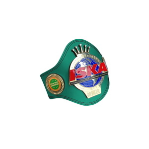 Cinturón de Campeonato ISKA con Emblema Dorado y Plateado, Cinturón de Título de Cuero Verde de Primera Calidad para Kickboxing y Deportes - Product Image 6