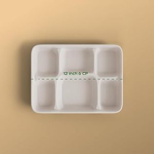 Bandeja de bagazo de caña de azúcar para buffet, catering y comidas para llevar, platos de comida con 6 compartimentos, soluciones de empaque para restaurantes - Product Image 2