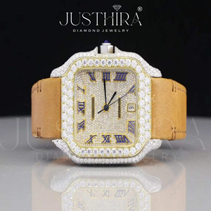 Reloj de Diamantes Moissanite Resistente al Agua Más Vendido para Hombre, Reloj de Pulsera de Lujo con Correa de Cuero Disponible para la Venta - Product Image 2