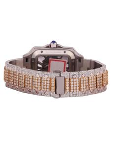 Reloj Mecánico de Lujo con Esfera Cuadrada para Mujer, Completamente Adornado con Diamantes, Correa de Acero Inoxidable en Oro Rosa - Product Image 2