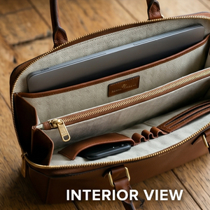 Sac fourre-tout en cuir véritable Regal Three Llc, couleur unie, grande capacité, sacs fourre-tout de bureau pour le travail, les trajets domicile-travail, sacs de transport - Product Image 3