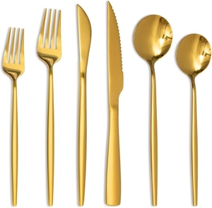 Modern <b>Mirror</b> Silver Stainless Steel Cutlery Set Luxury 6 Pcs Flatware Set Eco-Friendly Dinner Service Cutlery for Wedding - Product Image 2