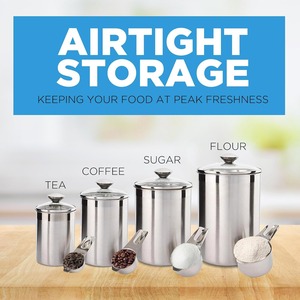Stainless Steel <b>Kitchen</b> Canister Set With Lid Airtight Storage Containers For Coffee Tea Sugar Durable <b>Pantry</b> Organizer Set - Product Image 5