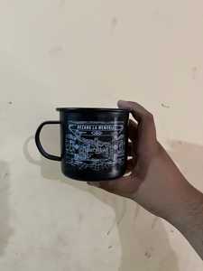 Black Enamel Mug Metal Camp Cup Printed Skull Logo Drinking Mug for Outdoor Cafe Gift - Product Image 5