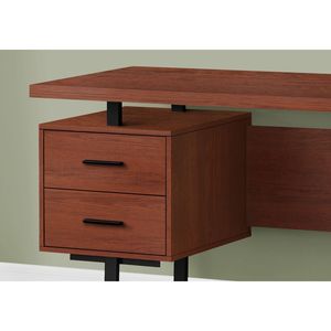 Scrivania per Computer Contemporanea da 60 Pollici per Ufficio Domestico con Cassetti di Stoccaggio Sinistro e Destro, Laminato Marrone e Metallo Nero - Product Image 3