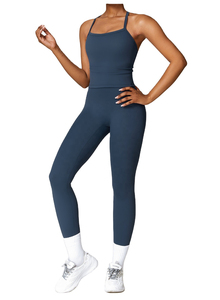 Mint Green 2 Piece Yoga Set High Waist Leggings Square <b>Neck</b> <b>Halter</b> Crop <b>Top</b> Seamless Full Length Spandex Polyester Workout Wear - Product Image 6