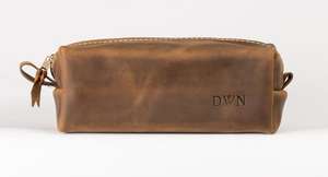 Bolsa de Aseo de Cuero Genuino de Marca Privada OEM, Neceser de Viaje Vintage, Bolsa de Afeitado de Cuero Personalizada para Hombre LYG-0109 - Product Image 3