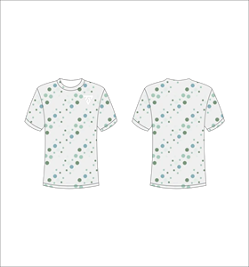 Camiseta de hombre con estampado de puntos blancos, manga corta, cuello redondo, corte regular, 100% poliéster, tejido transpirable. - Product Image 1