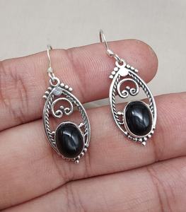 Pendientes Colgantes de Plata de Ley 925 con Estrella Negra y Oro, Joyería Vintage Boho con Piedras Preciosas, Certificación IGI, para Regalo de Aniversario o Fiesta - Product Image 5