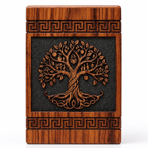 Wooden Urn <b>Memorial</b> Keepsake <b>Box</b> Tree of Life Carved Cremation Ashes Container Family Remembrance Gift - Product Image 1