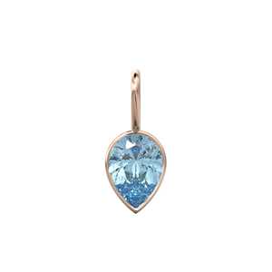 Pendentif Breloque Santa Maria Aquamarine en Or Jaune Massif 14 carats avec Sertissage Bezel / Pierre de Naissance de Mars / Pierre Précieuse Bleue de 7mm / Forme Poire - Product Image 6