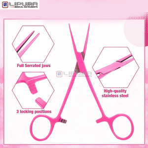 Pinzas Hemostáticas Kelly Premium con Mordazas Semiserradas, Fuente de Alimentación Manual, Instrumento Quirúrgico Manual de Acero Inoxidable Rosa - Product Image 3