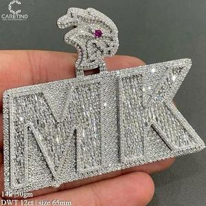Luxury Hip Hop Custom Moissanite Popular Fashion Letter <b>Initial</b> Necklace 925 <b>Silver</b> Jewelry Sets for Women Men Gifts - Product Image 1