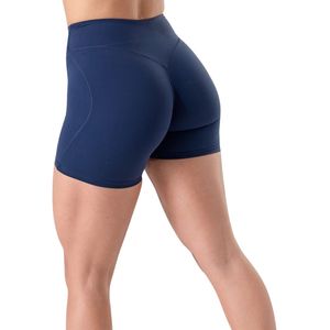 Womens <b>Navy</b> Blue <b>Wrap</b> High Shorts Stretch Compression Workout Running Yoga Gym Fitness Training Activewear Sports High Logo - Product Image 2
