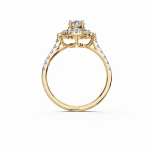 Anillo de Compromiso de Lujo Vaayu Jewels con Doble Halo de Diamantes Ovalados Cultivados en Laboratorio, Certificados por IGI, Banda Pavé en Oro de 10K, 14K, 18K y Plata 925, 935 - Product Image 4