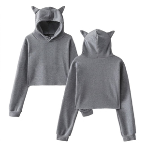 Women's Hoodie <b>Long</b> <b>Sleeve</b> <b>Cropped</b> Casual Knitted Sweatshirt Autumn Wear Cotton Blend Hooded Design - Product Image 6