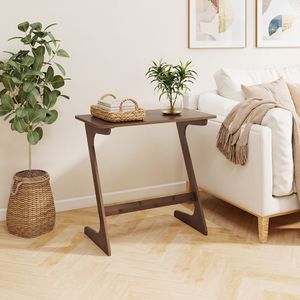 Table d'appoint spacieuse en bambou en forme de Z avec plateau gain de place pour le mobilier de salon - Product Image 1