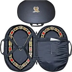 Premium Masonic Shriner Chain Collar Case <b>Black</b> (Hand Embroidered) Emblem – Improved Design, Freemason Carrying Bag - Product Image 2