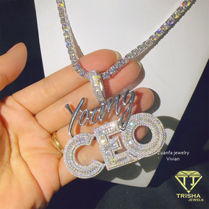 จี้สร้อยคอรูปตัวอักษร CEO ทำมือ ประดับเพชร VVS มอยส์ซาไนต์ เงินแท้ 925  แบบสั่งทำพิเศษ สไตล์ฮิปฮอป เครื่องประดับหรูหรา ดีไซน์เนอร์ - Product Image 5