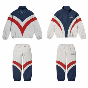 Manufacturer's Sport Tracksuit 100% Polyester Sweat Suit Quick Dry Nylon Jogging Set <b>Zip</b> Windbreaker Jacket Sweat Pants Winter - Product Image 1