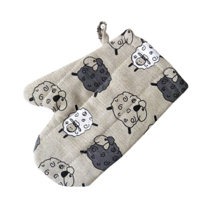 Ensemble de gants de four et de protège-plat en coton et lin pour barbecue, fabrication OEM, vente en gros - Product Image 1