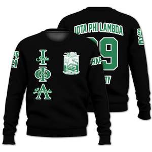 Chaqueta Universitaria Personalizada Iota Phi Lambda, Sudadera Universitaria Negra Personalizada de la Hermandad Iota Phi Lambda - Product Image 3