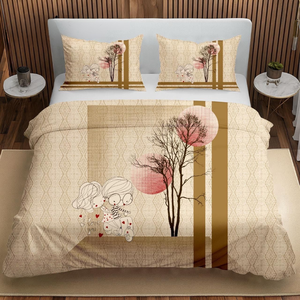 Shahi Gharana Beige Brown Digital <b>Panel</b> Print King Size Soft Bedsheet Set 3 PCS Pure Cotton Designer with Pillow Cover Bedsheet. - Product Image 1