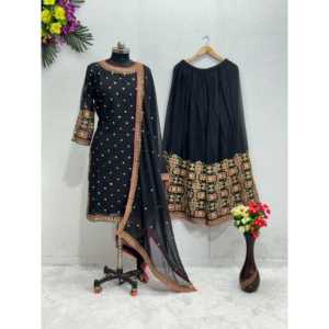 เสื้อสวยและพลาซโซพร้อม dupatta สำหรับงานปาร์ตี้ - Product Image 1