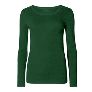 T-shirt basique à manches longues pour femme, col rond ajusté, haut décontracté en coton pour tous les jours - Product Image 4