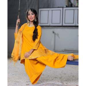 Ensemble de costume de travail en rayonne et mousseline jaune pour femme, 900g, taille XS - Product Image 2