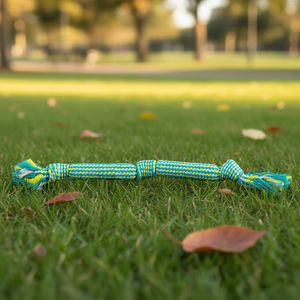 Jouet en corde pour animaux de compagnie 48 cm avec nœuds pour chiens, jouet couineur - Product Image 3