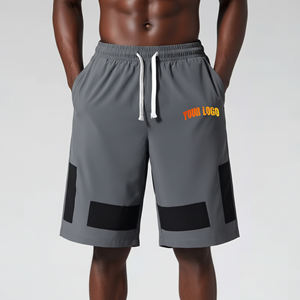 Pantalones cortos de hombre OEM/ODM 100% algodón de 2 tonos, pantalones cortos deportivos de alta calidad, talla grande, cintura elástica, transpirables, estilo hip hop. - Product Image 1