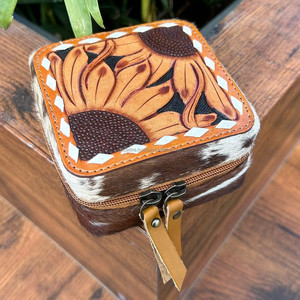 Vente en gros de boîte de rangement pour bijoux en cuir de vachette emballage de bijoux personnalisés collier boucle d'oreille boîte de bague de mariage emballage de bijoux - Product Image 3