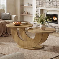 Mesa de Centro Vietnamita Moderna de Madera de Roble Macizo y Estructura Metálica para Sala de Estar y Oficina, 1 Año de Garantía