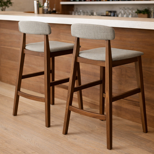 เก้าอี้บาร์ทรงแจ็ค ดีไซน์สแกนดิมินิมอล วัสดุไม้สักคุณภาพพรีเมียม พร้อมพนักพิงบุนุ่ม รุ่นขายดีที่สุดสำหรับโรงแรมสไตล์ฟาร์มเฮาส์ ออกแบบตามหลักสรีรศาสตร์ - Product Image 5