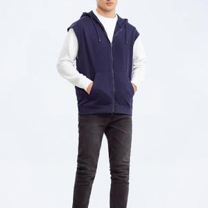 Chaleco sin mangas con capucha para hombre, de color sólido, tejido, informal, con bolsillos - Product Image 6