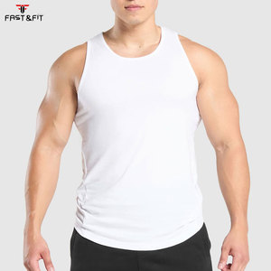 Débardeur Homme 100% Polyester Séchage Rapide Respirant Côtelé Extensible Blanc Sans Manches Personnalisable pour Entraînement Fitness - Product Image 1