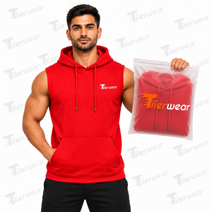 Latest <b>Men's</b> <b>Sleeveless</b> Gym <b>Hoodies</b> Workout Hooded Solid Print Sports Body Building Stringer Muscle Cut T-Shirt - Product Image 3