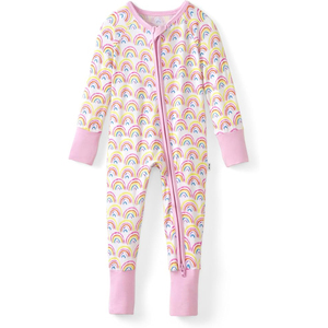 Pink Printed Baby Girls Footie Long Sleeve Zipper Bodysuit Soft Cotton Infant Outfit Spring <b>Cute</b> Patterned Sleepwear - Product Image 6