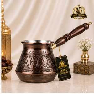 Handmade Antique Finish Copper <b>Turkish</b> Coffee Pot Cezve With Long Metal Handle - Product Image 4