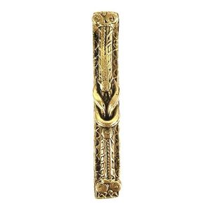 Manija de puerta rectangular tradicional de latón con diseño tallado intrincado, herrajes duraderos para muebles - Product Image 1