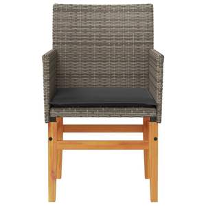 Sedia da Giardino in Rattan PE Grigio Resistente ai Raggi UV, Arredamento da Esterno Standard - Product Image 5