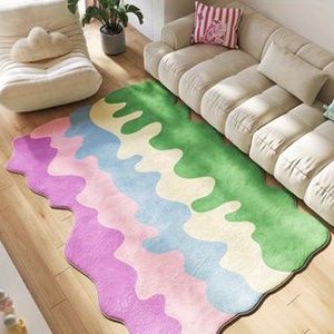 Tappeto in misto poliestere di alta qualità con motivo astratto, morbido effetto velluto, tappetini colorati per bambini per soggiorno e camera da letto - Product Image 5