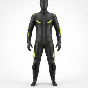 Traje de Motociclismo para Hombre, Manga Larga, Negro y Verde Neón, de Cuero, Impermeable, Protección para Todas las Estaciones, Equipo de Alta Calidad Profesional - Product Image 1